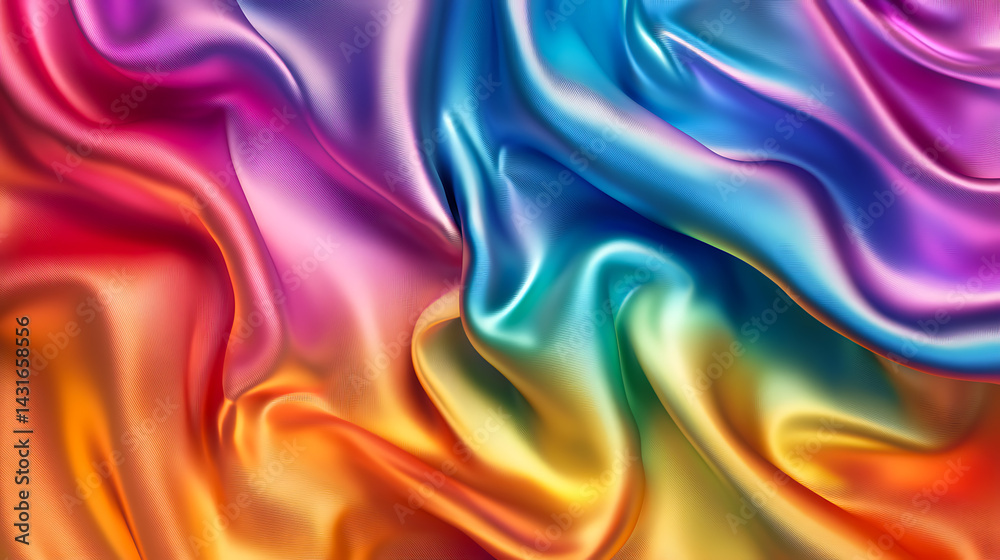 Obraz premium Vibrant Rainbow Silk Drape Abstract Texture Background