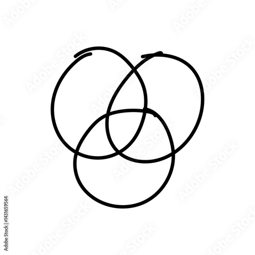 Hand-drawn Venn diagram doodle, minimalist Venn diagram