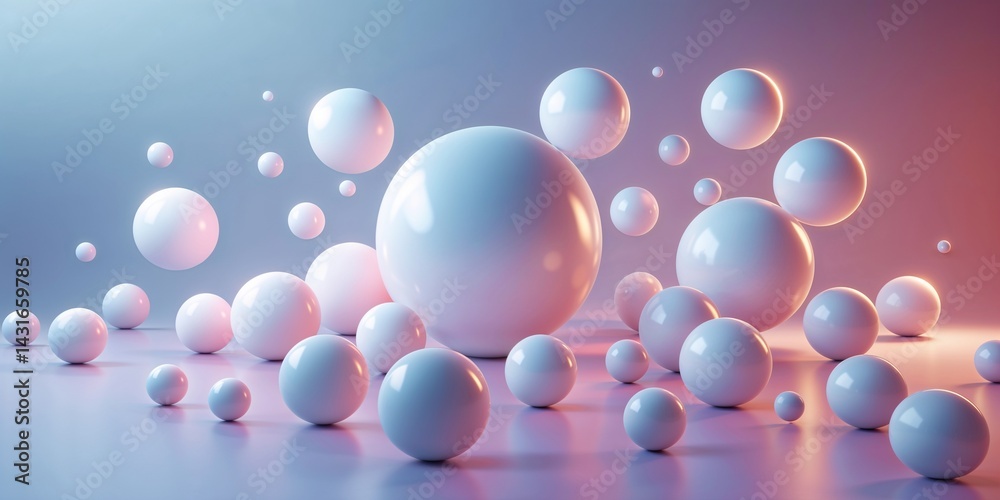 Soft Gradient Backdrop with Glossy White 3D Balls
Soft Gradient Backdrop with Glossy White 3D Balls
