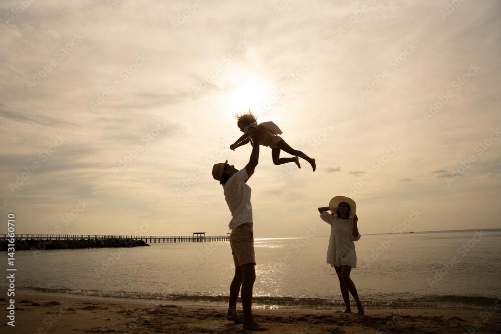 custom made wallpaper toronto digitalHappy family beach sunset. Children vacations. daughter mother father. having fun playing beach in summer vacation on the beach. Happy family and vacations concept.