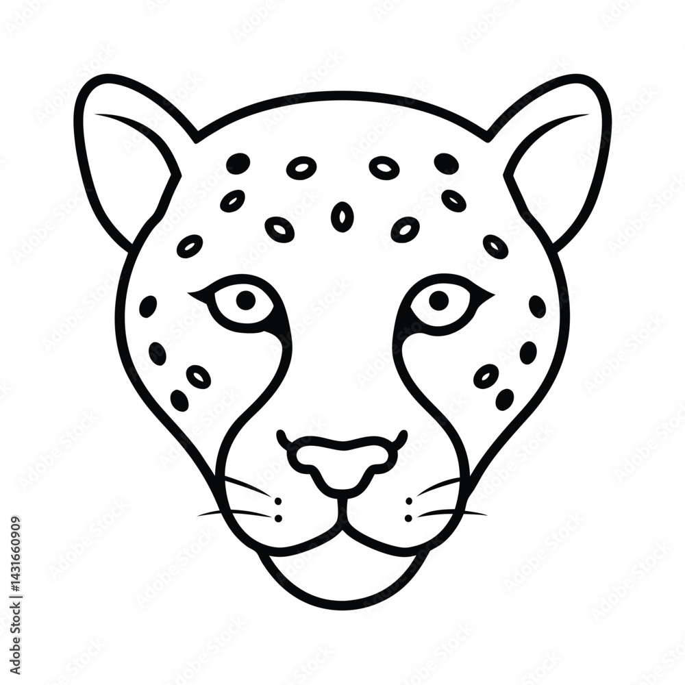 Fototapeta premium leopard head spot accents outline line art vector