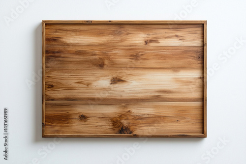 wooden frame with natural finish, showcasing beauty of wood grain against white background. This piece adds rustic charm to any decor, perfect for displaying art or photographs