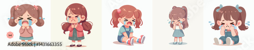 set vector kids crying