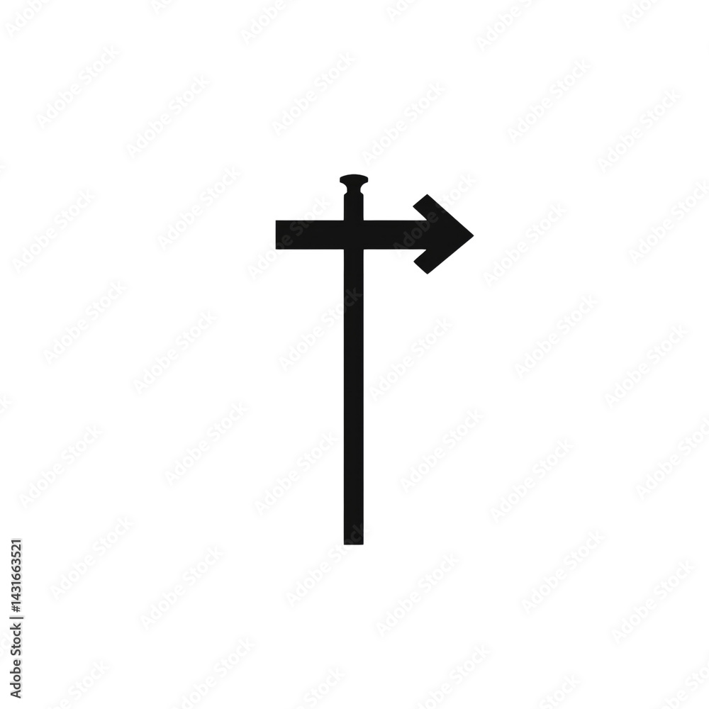 Christian Cross with Right Arrow Symbol of Faith and Direction Christian Cross with Right Arrow Symbol of Faith and Direction