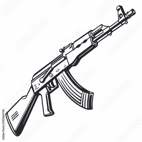 AK 47 gun vector isolated on white background
