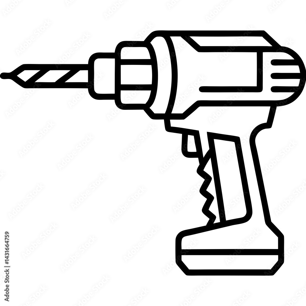 Drill line art vector isolated on white background