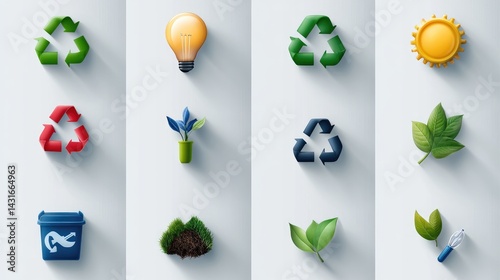 Ecological icons representing recycling sustainability environment resource management