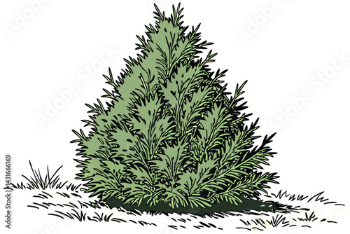 11 Conical evergreen shrub, vibrant green foliage, dense arborvitae, landscaping plant, ornamental topiary, garden cypress, textured leaves, symmetrical shape, compact tree, natural outdoor setting, w