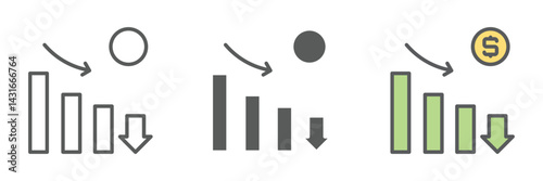 Recession Icons Set – Vector Illustrations in Multiple Styles