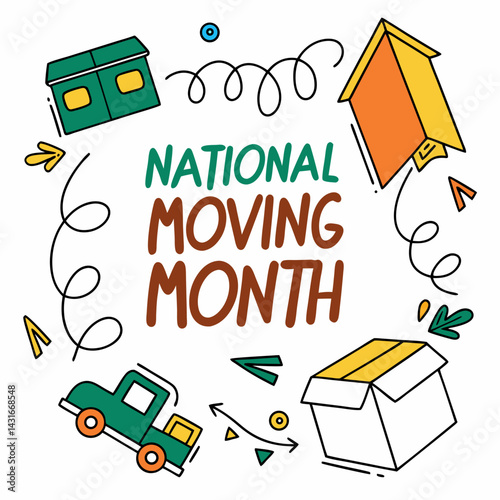 NATIONAL MOVING MONTH vector illustration