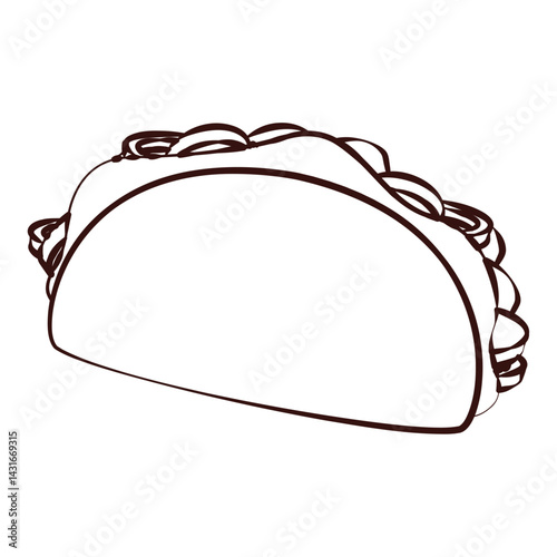 Taco filled outlined view. Vector