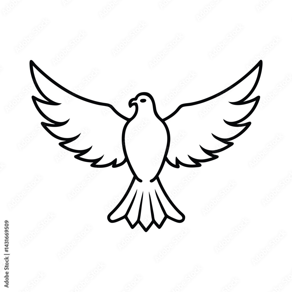 Obraz premium majestic eagle outline form wings spread line art vector