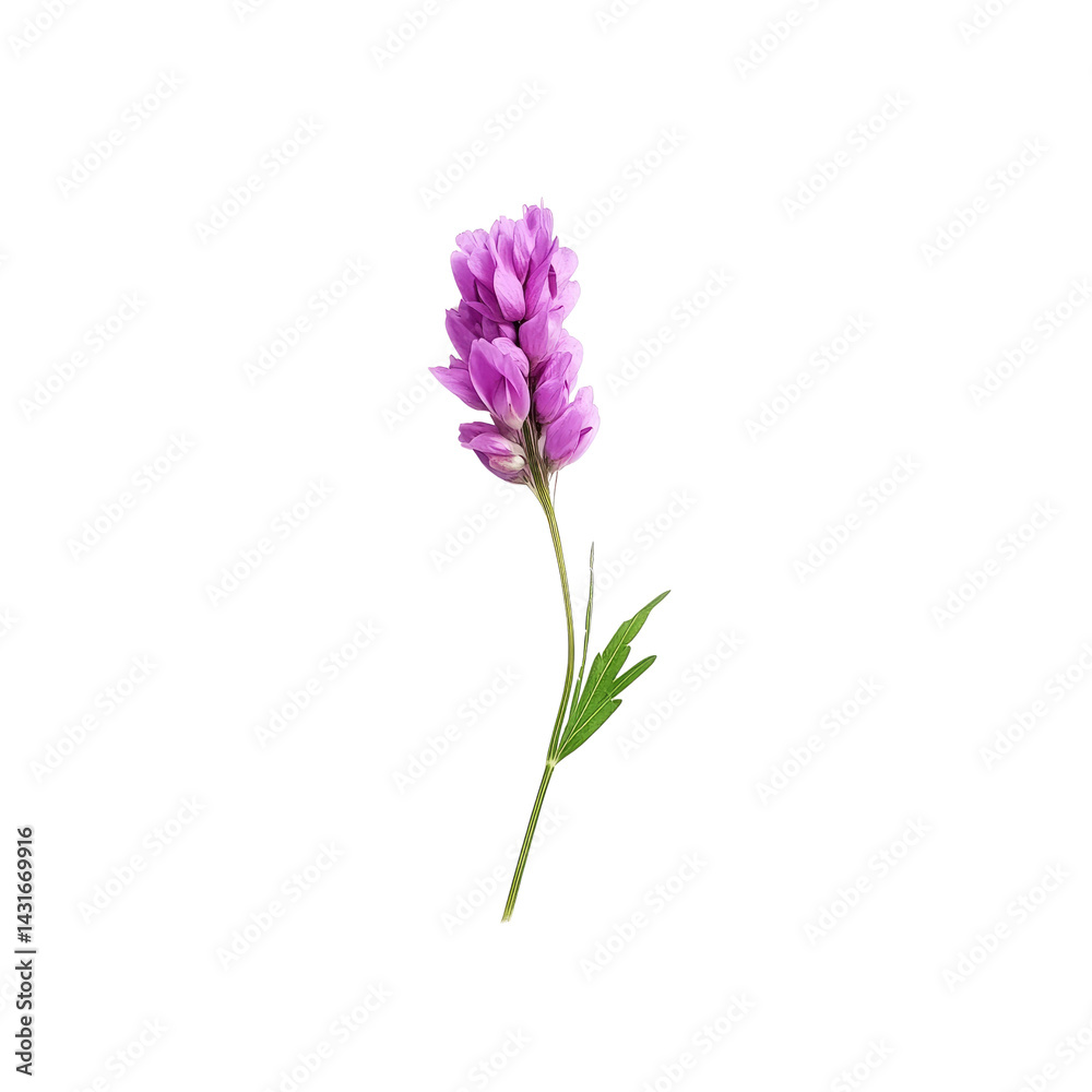 Fototapeta premium Single Purple Wildflower Stem on Transparent Background