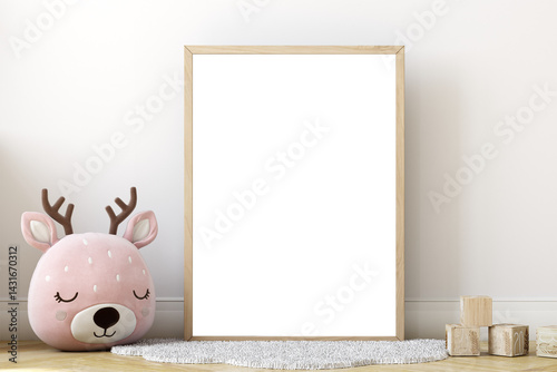 Boho baby room mockup frame, 3D render	
