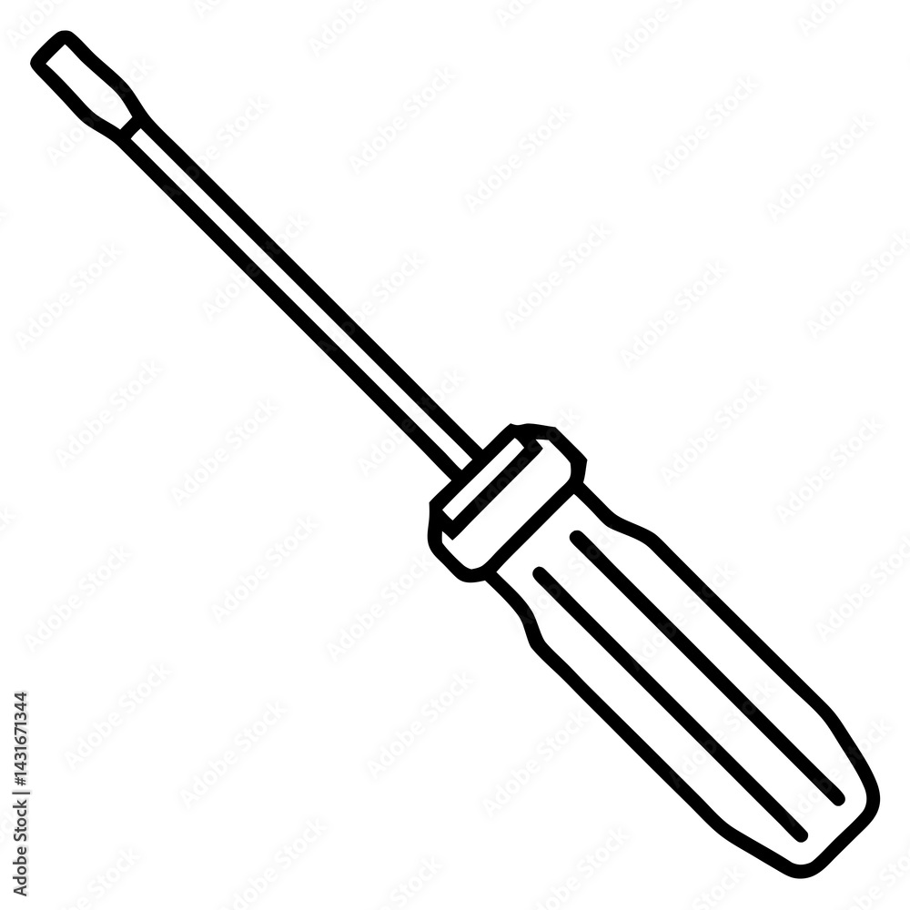 Fototapeta premium Screwdriver line art vector isolated on white background