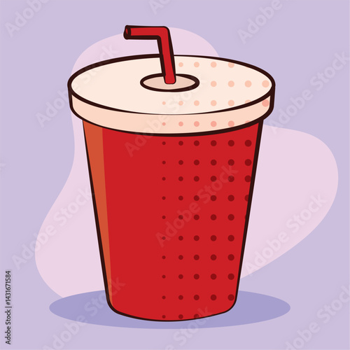 Soda drink with straw. Vector