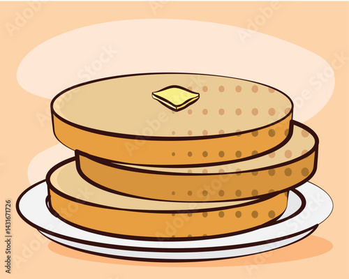 Stack of pancakes plate. Vector