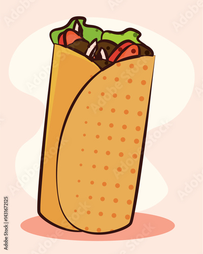 Wrap filled with veggies. Vector