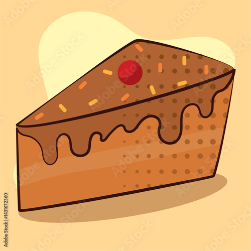 Chocolate cake slice icon. Vector