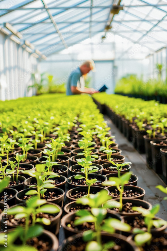 Young Plants Growing in a Greenhouse