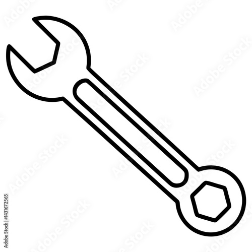 Wrench line art vector isolated on white background 