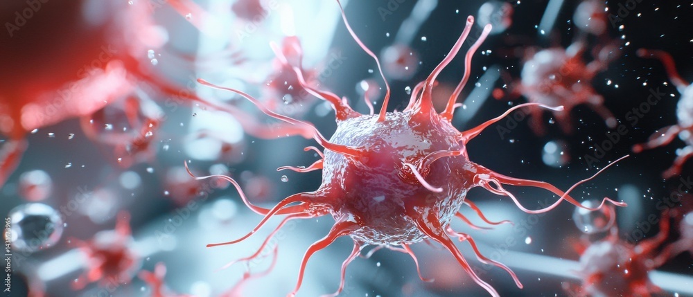 Closeup microscopic view of a mutated and potentially aggressive virus, shown through scientific laboratory analysis and research. Closeup microscopic view of a mutated and potentially aggressive virus, shown through scientific laboratory analysis and research.