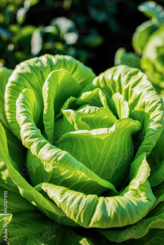 Closeup Fresh Green Cabbage Leaves
