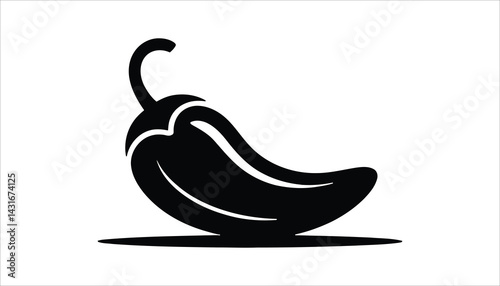Chili Pepper Silhouette Vector Isolated on White Background
