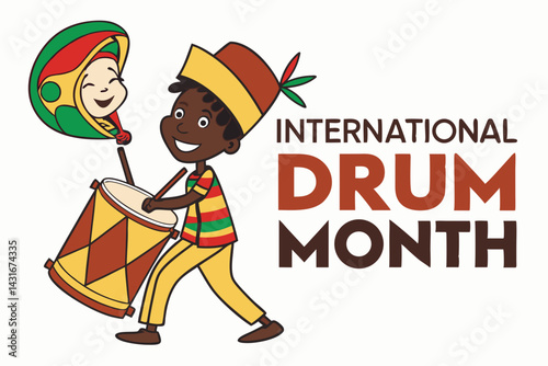 INTERNATIONAL DRUM MONTH vector illustration