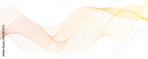 light yellow glowing frequency sound wave technology curve lines background. Futuristic tech background with Curved wavy line. Creative wavy stripes line art