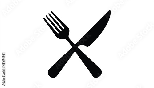 Fork and Knife Silhouette Vector – Restaurant Cutlery Icon Illustration