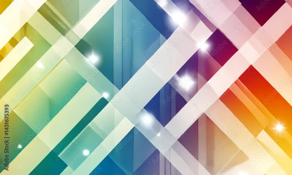Colorful geometric pattern with overlapping shapes creating a vibrant abstract design