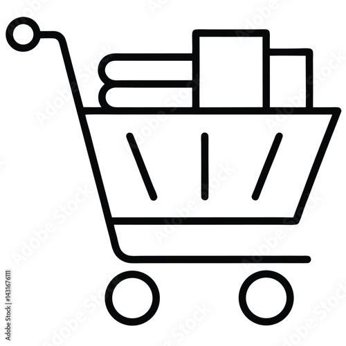 Ecommerce Icon with Online Shopping Cart and Products