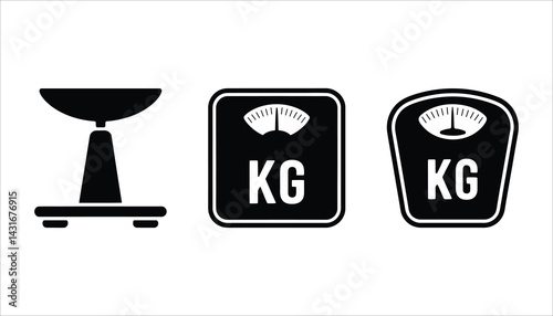 Weight Scales Icons Set for Measuring Units in Kilograms