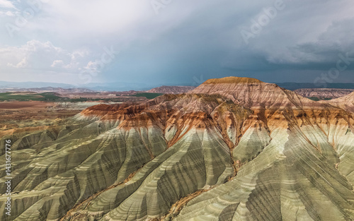 Aerial view of Nallihan rainbow hills in Ankara Province of Turkey