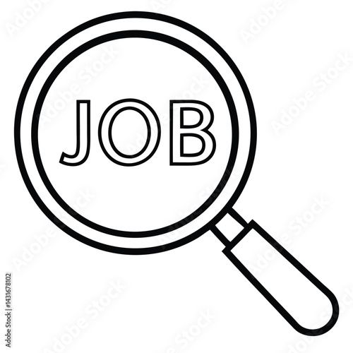 Hiring Ad Icon with Magnifying Glass for Job Search