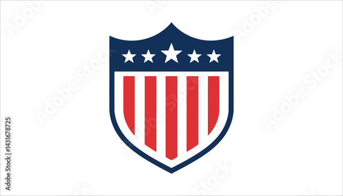 Patriotic American Shield Emblem with Stars and Stripes