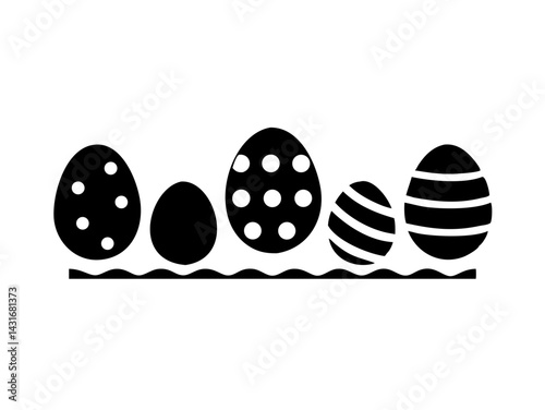 Patterned Easter Egg Row Silhouette Graphic (Dots, Stripes, Plain)