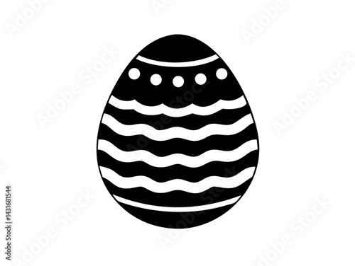Patterned Easter Egg Silhouette Icon with Waves and Dots