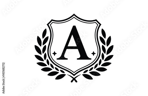 Creative logo emblem with main icon letter A in vector typography

