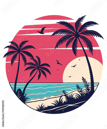Golden Horizon Escape retro vector design