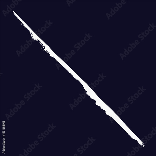 white paint brush stroke on a dark blue background. The edges of the stroke are uneven and textured, suggesting a dry brush or a quick application of paint.