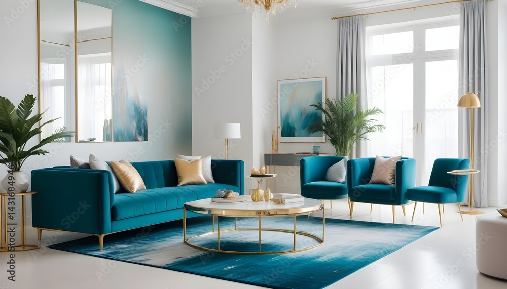 Fototapeta premium Photo interior modern design room 3d illustration