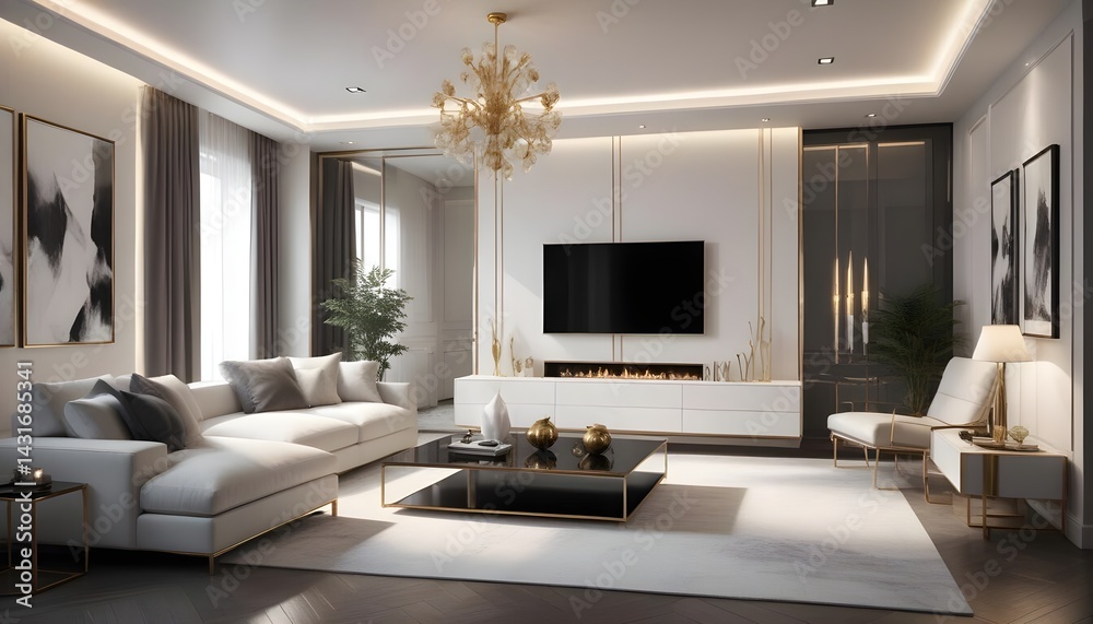 Fototapeta premium Photo interior modern design room 3d illustration