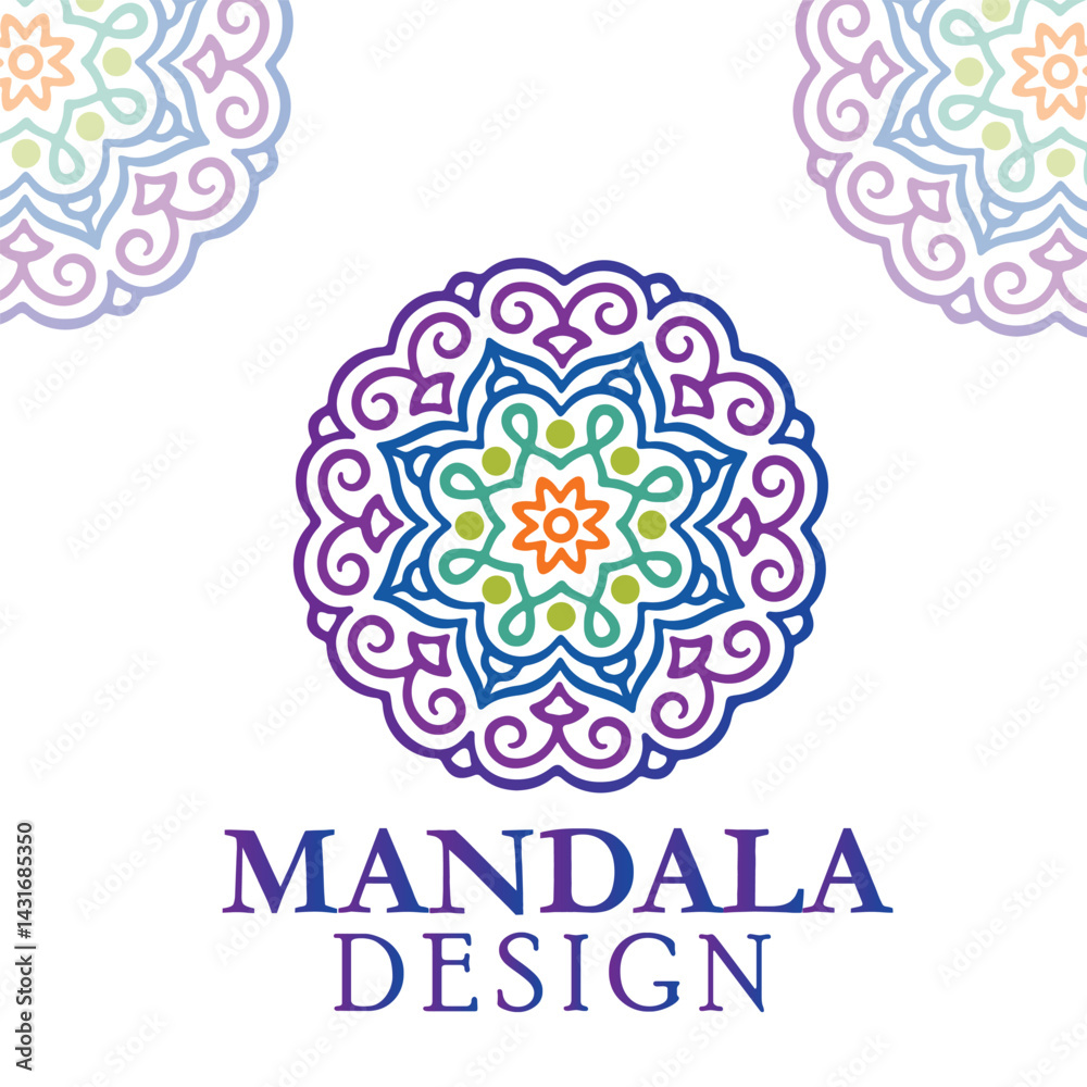 Fototapeta premium Colorful Mandala Design with Intricate Patterns and Geometric Elements
