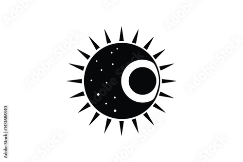 sun and moon combo vector icon