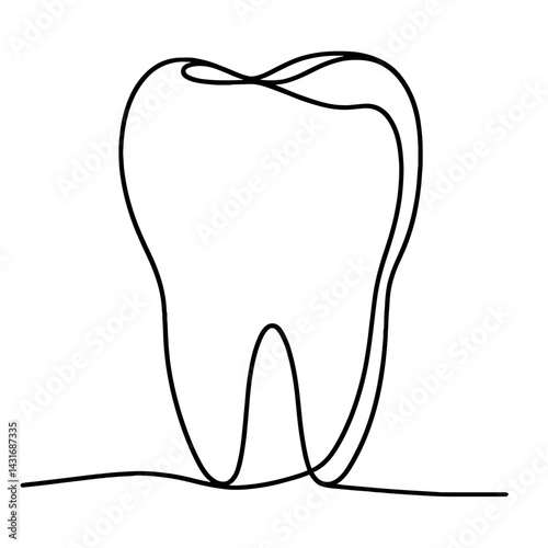 Minimalist line art of a tooth symbolizing dental health  