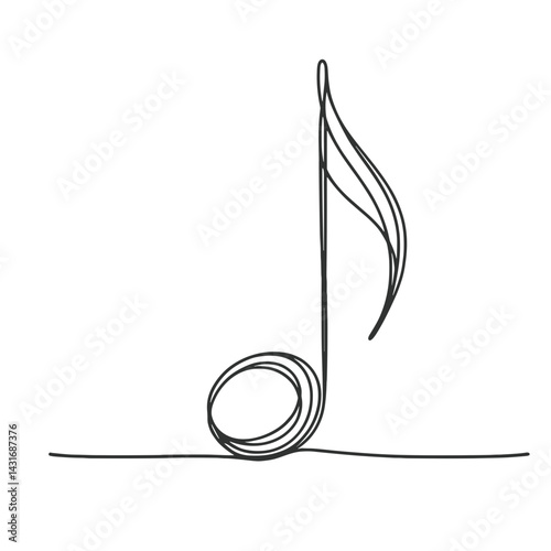 Music note illustration in minimalist style on white background  