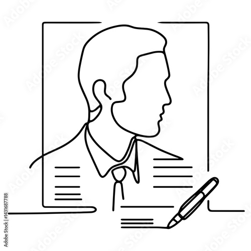 Businessman sketch writing notes in minimalistic style  