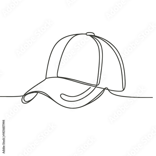 Minimalist line drawing of a cap in monochrome style  